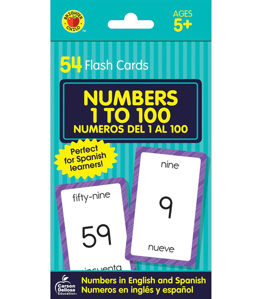 Carson Dellosa Bilingual Number Flash Cards, Phonics and Math Flashcards for Kids Ages 5 and Up Covering 1 to 100 in Spanish and English, Educational Games for ESL Learners