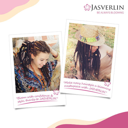 JASVERLIN Hair Beader Tool: Automatic Beads Loader for Braids, Ponytails, and Hair Threading Applicator Set (15 pcs, Black)