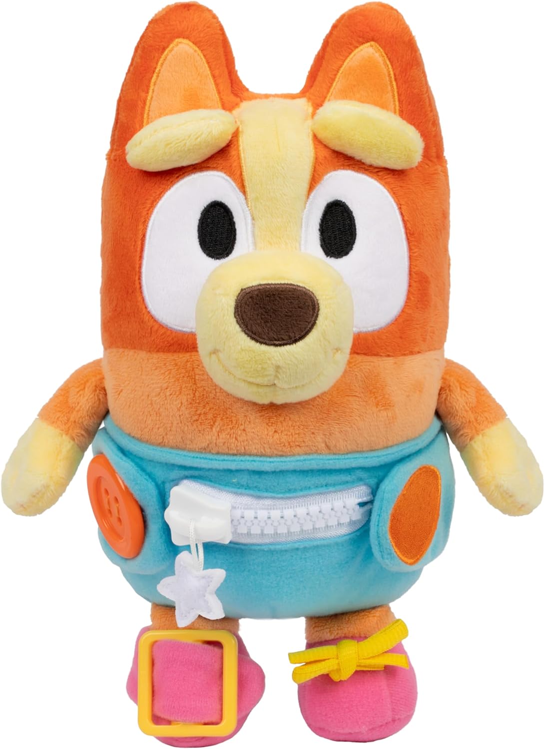 Dress & Play Baby Bluey Plush, Button, Zip, Buckle and Tie, Learn to Dress Dolls for Toddlers Ages 3+, Fine Motor Skills Buckle Toys