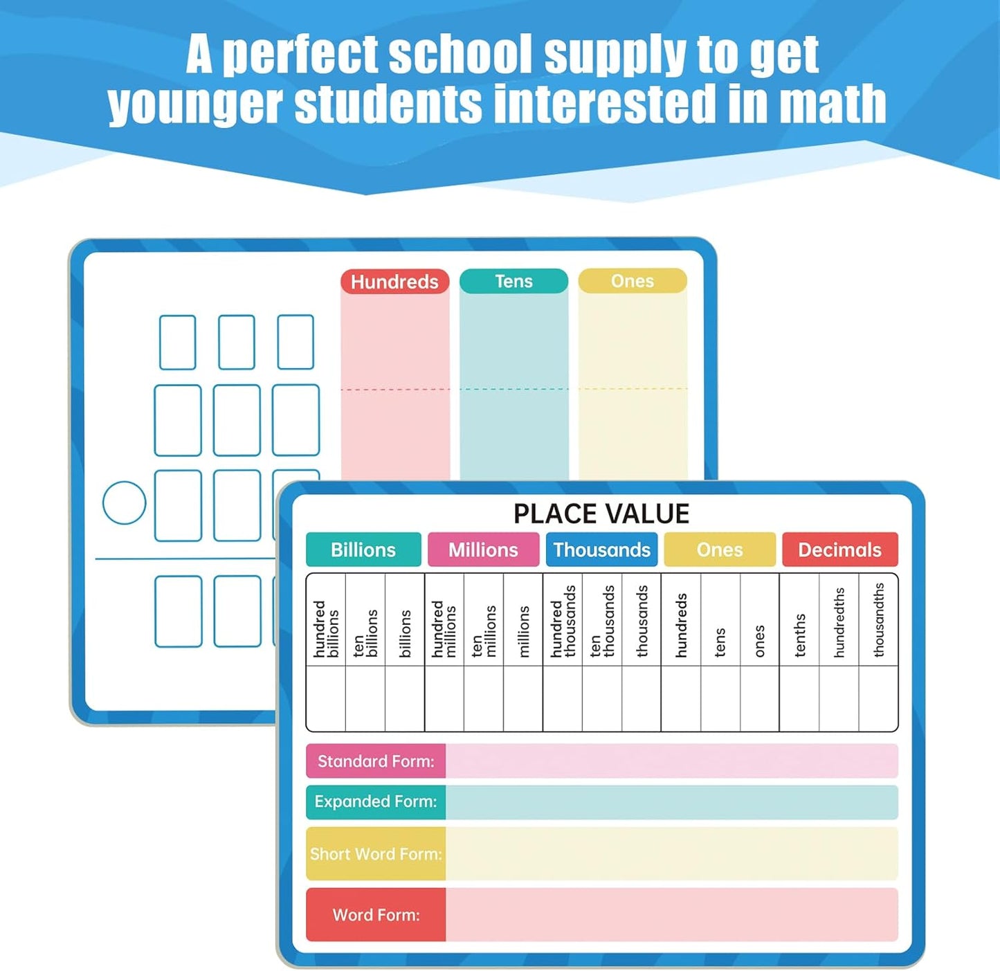 Dry Erase Number Line Whiteboard, 9" x 12" 1-100 Number Double-Sided Math Practicing Chart, Homeschool Supplies，Educational Tools for Kids Students Classroom