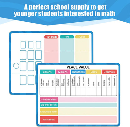 Dry Erase Number Line Whiteboard, 9" x 12" 1-100 Number Double-Sided Math Practicing Chart, Homeschool Supplies，Educational Tools for Kids Students Classroom