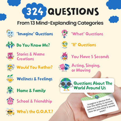 400 Silly Conversation Cards for Kids - 2.5" x 1.75" Cards with Interactive Activities and Funny Questions for Kids - Great for Hanging Out at Home, Long Road Trips, and Family Dinner Quality Time