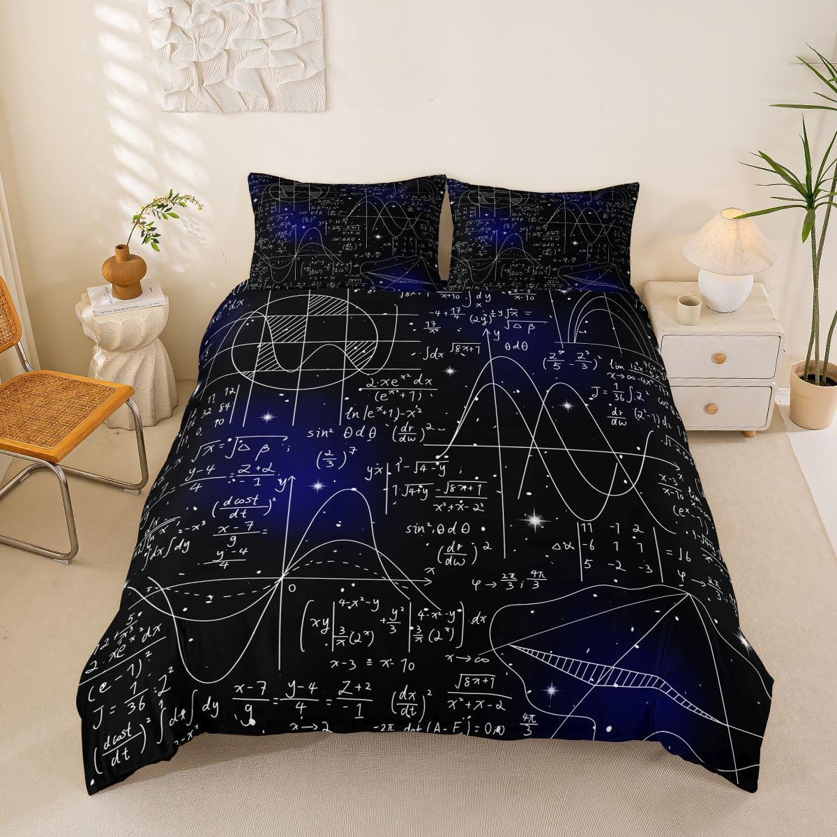 Erosebridal Chemistry Lab Bedding Set Twin Size Chemical Equation Duvet Cover for Boys Girls Chemical Elements Science Theme Comforter Cover Teens Kids Science Students Bedding School Dorm Room Decor