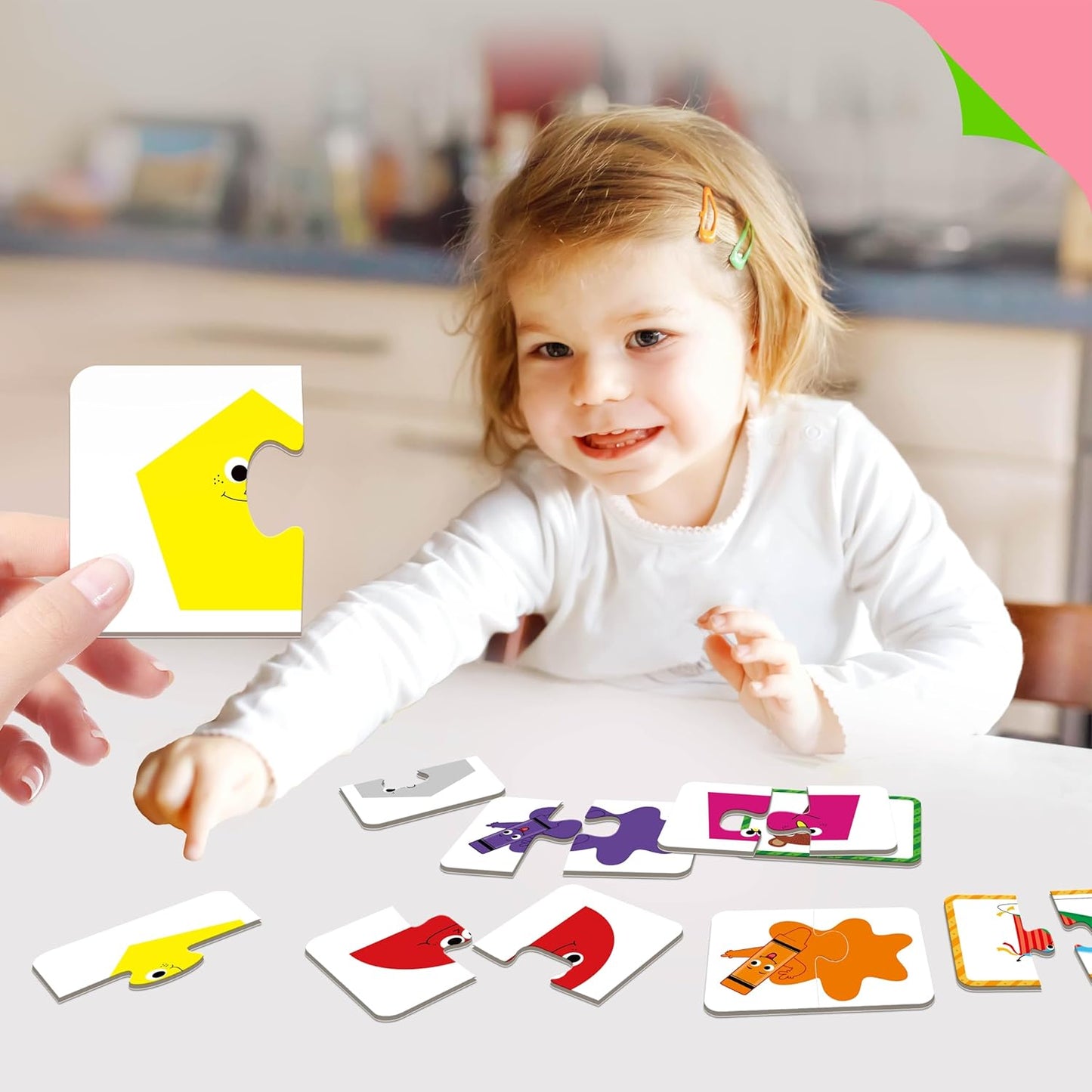 48 Food Matching Puzzles with Error-Correction Mechanism Pre-Primer in 2 Pieces, Perfect for Preschool Learning (24 Blocks Double Sided)