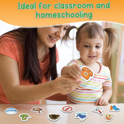 Kasfalci CVCC & CCVC Word Games, 50 Magnetic Foam Objects Fridge Magnets for Kids, Speech Therapy Toys for Toddler, Learn to Read Spelling Reading Learning Phonics for Preschool Kindergarten Classroom