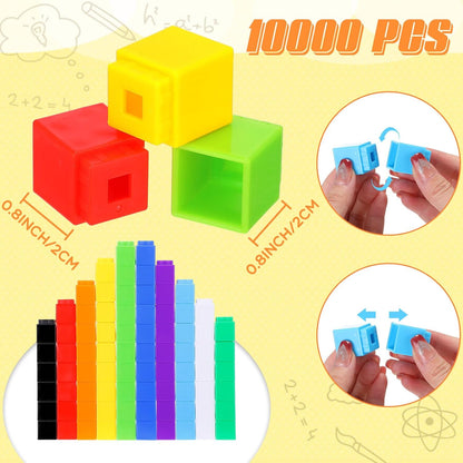 Jenaai 1000 Pieces Linking Counting Cubes, Plastic Counting Blocks, Colorful Math Cubes, Math Manipulatives Classroom Learning Supplies for Preschool Activities Boys Girls(Classic Style)