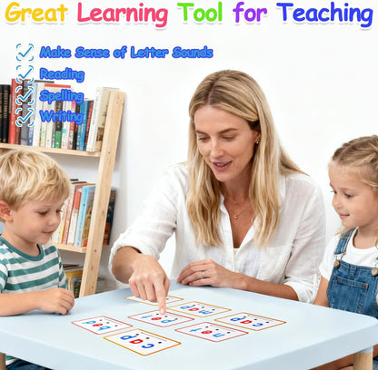 CVC Words Writing & Spelling Cards, Phonics Flash Card, Beginning Phonics Word Builders, Sorting Spelling Word Learning Aids, Speech Therapy, 60 Learning Educaitonal Cards, for Preschool Kindergarten