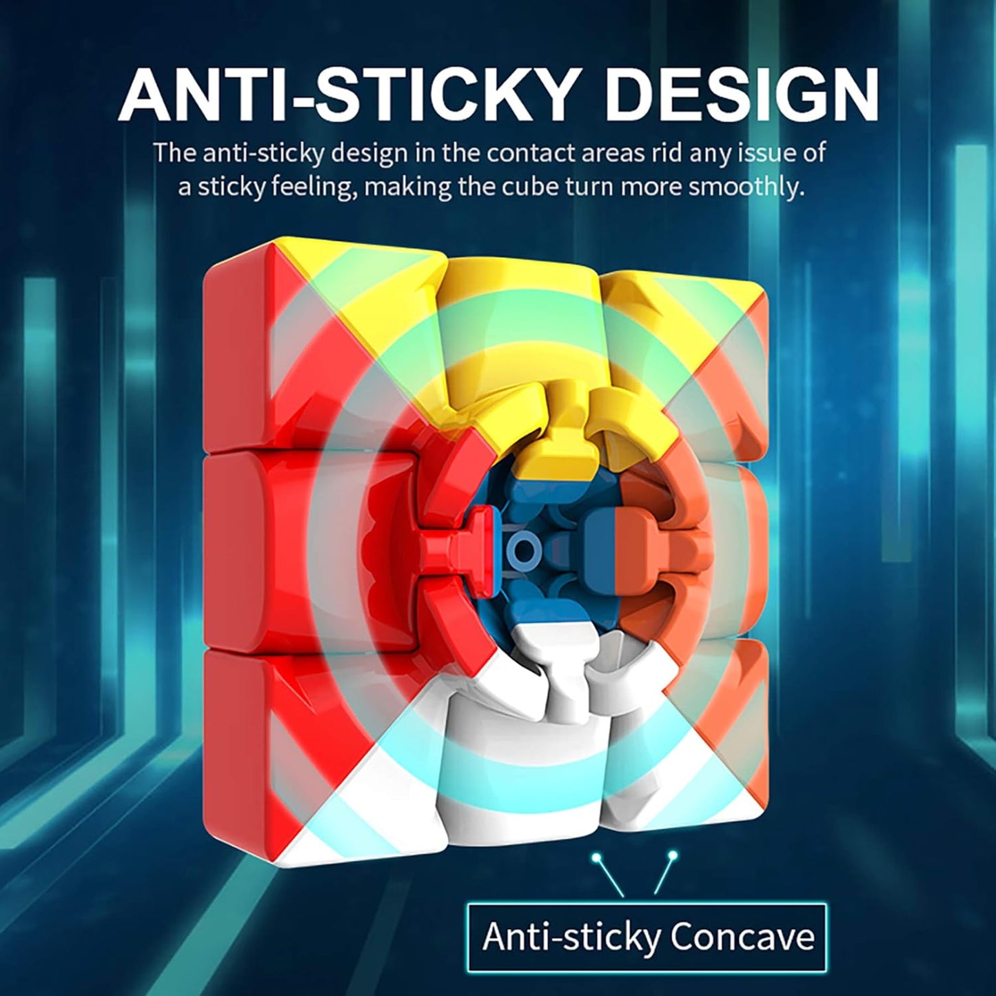 3x3x3 Speed Cube,Stickerless Magic Cube,Smooth Turning Puzzle Box with Anti-Sticky Design,The Most Educational Toy to Effectively Improve Your Child's Concentration and Responsiveness