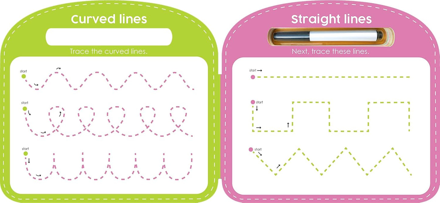 Write & Wipe Pen Control - Children's Novelty Learning Board Book - Wipe Clean - Educational (Wipe Clean First Skills Learning Series: Includes Dry-Erase Marker)