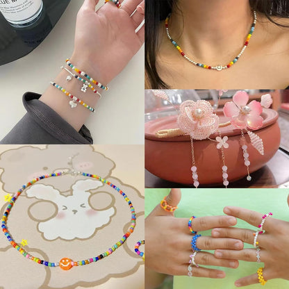 EuTengHao 3mm Glass Seed Beads for Bracelet Making Kit, 8/0 Small Craft Beads for Bracelet Necklaces Crafting Jewelry Making Supplies (36000Pcs,144 Colors)
