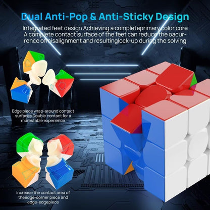 3x3 Speed Cube Stickerless with Stand & Tutorial: Problem-Solving Brain Teaser, Easy Turning Sensory Puzzle Toy Easter Gift Basket Stuffers for Boys 6-12, STEM Educational
