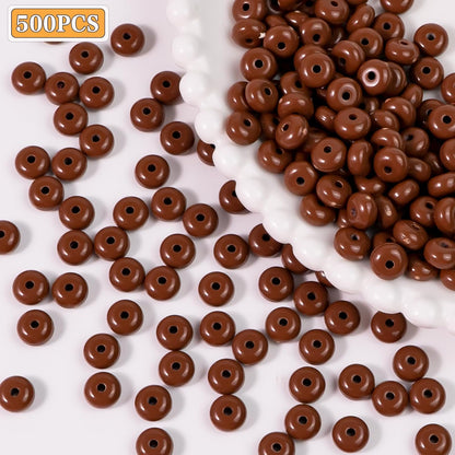 500PCS 8mm Acrylic Lentil Beads, White Abacus Beads Loose Beads for Crafts, Acrylic Spacer Beads for Jewelry Bracelet Necklace Making, Beads for Pens Charms Crafts, Small