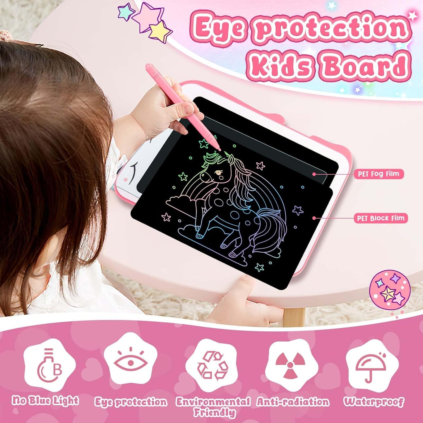 Teriph LCD Writing Tablet for Kids, Colorful Toddlers Toys Drawing Board, Educational Kid Toys, Doodle Pad Dinosaur Toy for 3 4 5 6 7 8 Year Old Boys Girls Birthday Party Xmas,8.5inch & Green