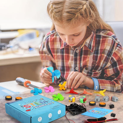 Sntieecr 6 Set 131 PCS DC Motors Kit, Mini Electric Motor 1.5-3V 15000RPM with 66 PCS Plastic Gears, Shaft Propeller, Bulbs, Buzzer Sounder, Science Experiment Set for Kid DIY STEM Engineering Project