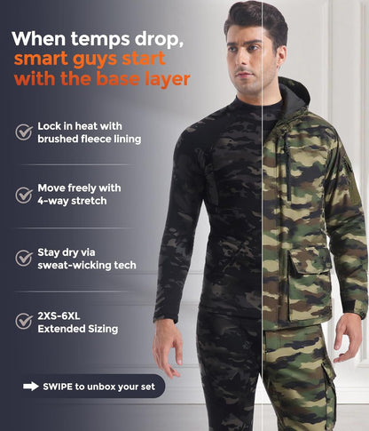 CL convallaria Thermal Underwear Long Johns Set Mens Winter Gift Hunting Gear Sport Base Layer Bottom Top - Colors A