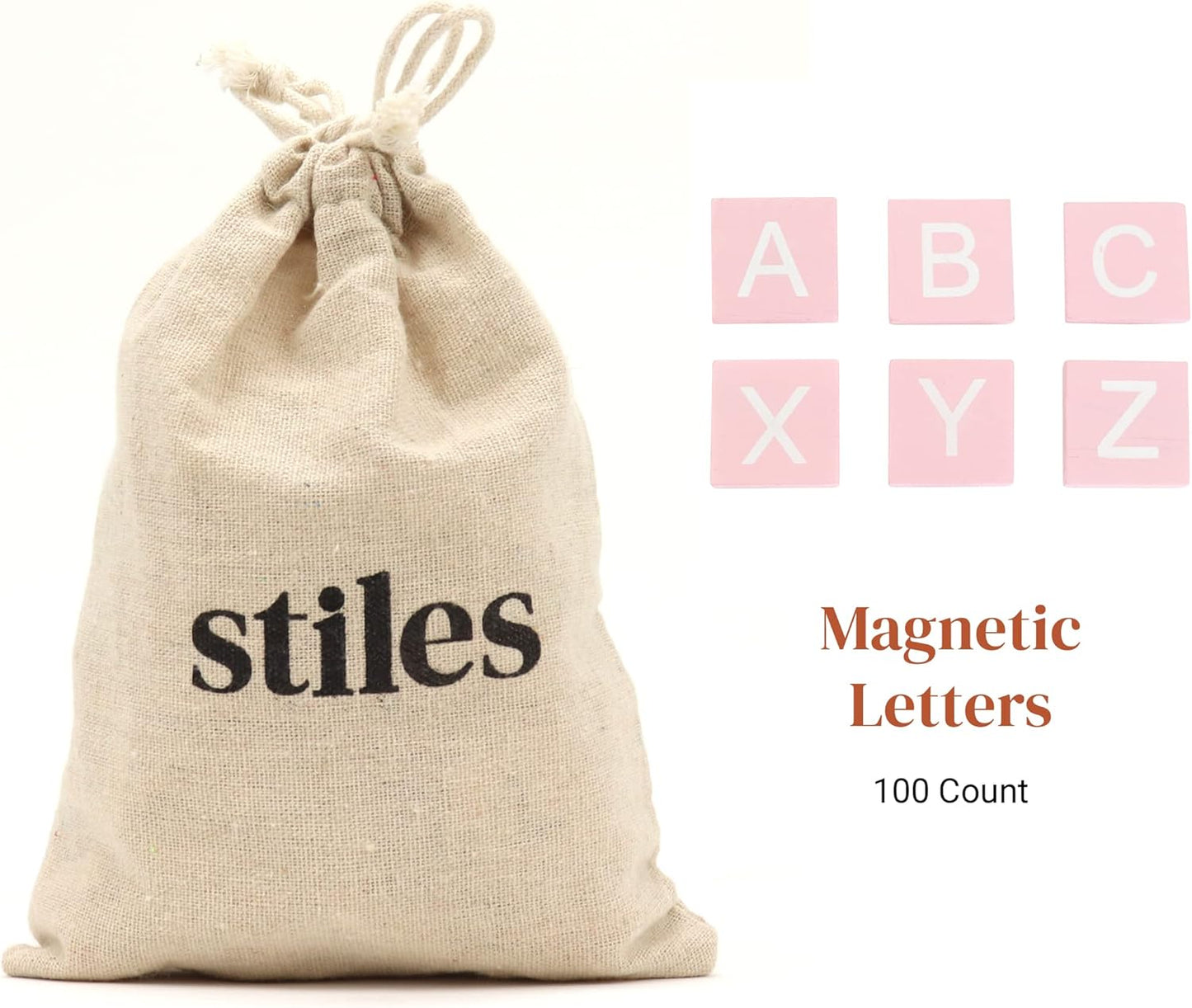 Stiles 100 Piece Wooden Magnetic Letter Tiles - Grey