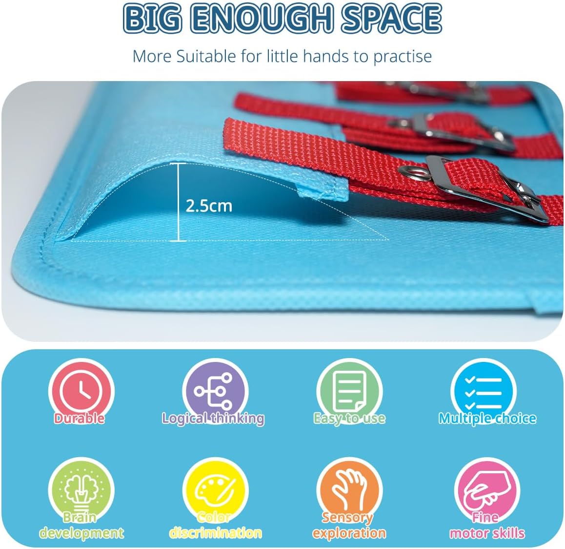 Learning to Dress Busy Boards, Shoe Tying Practice for Kids, Basic Life Skills Toys Learn to Button, Buckle, Zip, Snap, Lace, Tie, Sensory Board Fine Motor Development Toy for Preschool Classroom