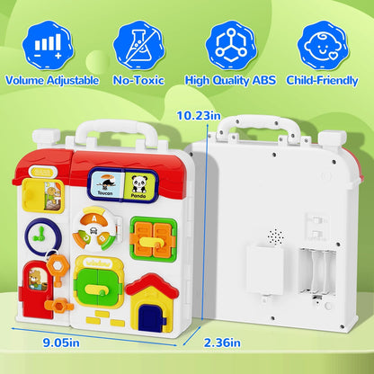 MFEESYOB Montessori Toys for 1 Year Old Boy Girl, Musical Montessori Busy Board for 12-18 Month Age, Educational Montessori Toy for Toddlers 1-3, Birthday Gift for 1+ Year Old Boy Girl