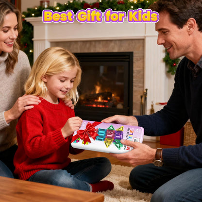 40PCS Magnetic Tiles Mini Travel Essentials Toddler Toys with Case Set, Preschool Montessori Education Magnetic Building Blocks Games Sensory Toys for 3 4 5 Year Old Boys Girls Birthday Gifts