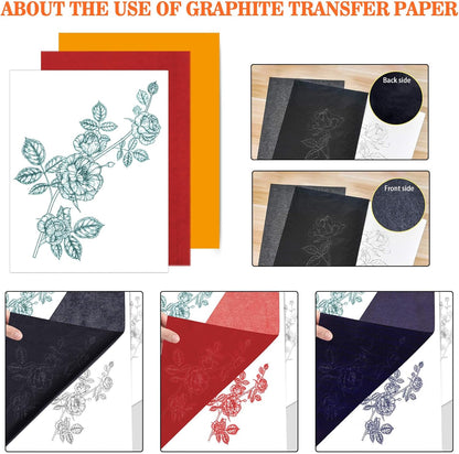 Carbon Paper for Tracing Graphite Transfer-Paper - PSLER 30 Pcs Black Graphite Paper for Tracing Drawing Patterns on Wood Projects Canvas Fabric Artist Lettering Sketch Drawing A4 8.27 X 11.81 Inch