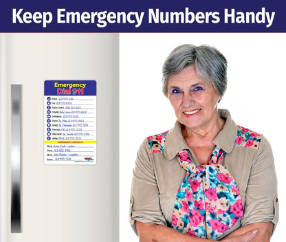 Safety Magnets by ZOCO – Emergency Numbers List with Marker – Write-On Refrigerator Magnet for Important Phone Numbers & Contacts – 5.25 x 8.5 inch