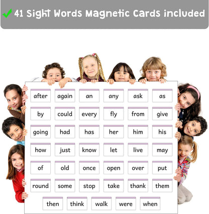 Attractivia 2nd Grade Sight Words Magnetic Flash Cards(Second Grade) - 46 Sturdy Large Dolch Cards for Literacy of Beginning Readers, Homeschool, Teachers and ESL
