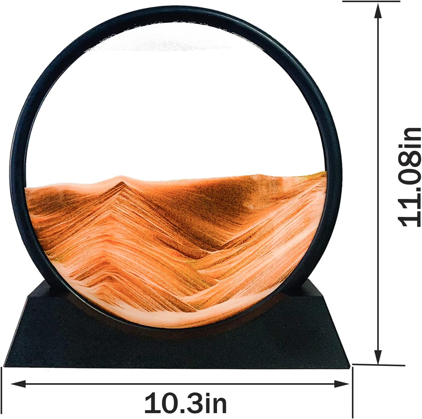 HYUGF 12" Moving Sand Art Picture Ocean Decor - 3D Deep Sea Sandscape Liquid Motion, Round Glass Frame Display Flowing Sand Relaxing Gift for Kids Adults Home Office Work Desktop Decoration Toy, Blue