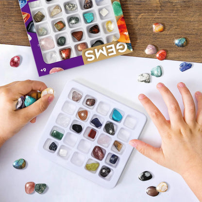 Gamerside Rocks for Kids - 48 Real Rocks, Gemstones & Crystals Collection – Educational Science Kit, Great Rock Collections STEM Gift for Boys & Girls Ages 6-12