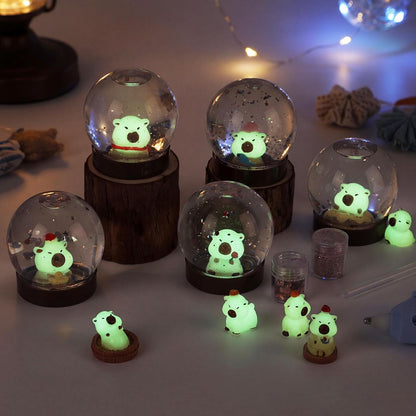 12 Sets DIY Duck Snow Globe Kit for Kids, 12 Globe Bottles, Glow in The Dark Duck Figurines, Glitter Sequins & Mini Hot Glue Gun, Summer Fun Craft Activity Set, Birthday Party Favor Gift