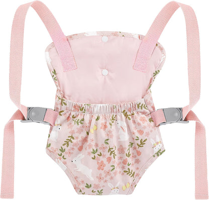 GAGAKU Baby Doll Carrier for Little Girls, Reborn Doll Accessories for Toddlers 3+ Years Old, Kids Toy Baby Dolls Sling Carrier - Pink - Moonflower