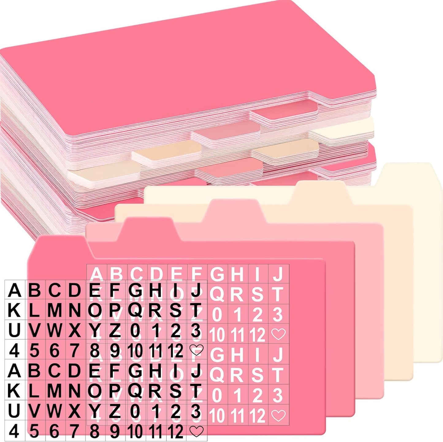 Harloon 50 Pack 3 x 5 Inch Index Card Dividers with 2 Number Alphabet Sticker with Tab, Dry Erase Index Card Guide Set, Photo Recipe Divider for Office Business Back to School Supplies, Candy Color