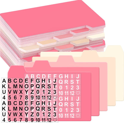 Harloon 50 Pack 3 x 5 Inch Index Card Dividers with 2 Number Alphabet Sticker with Tab, Dry Erase Index Card Guide Set, Photo Recipe Divider for Office Business Back to School Supplies, Candy Color