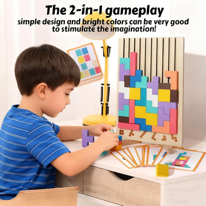 Wooden Montessori Russian Blocks Puzzle, 3D Stacking for Toddlers 3-6 Years Wooden Block, Montessori Educational Gift for Boys and Girls Board Game Educational Toys for Toddlers Brain Teasers
