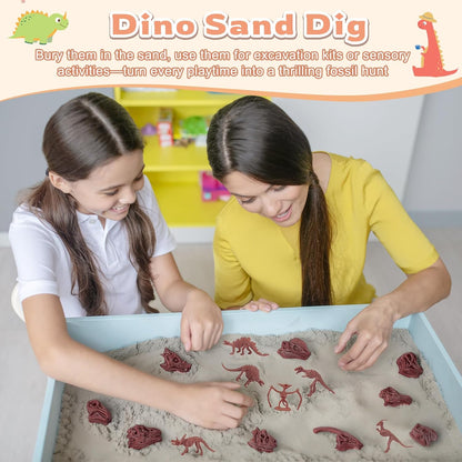 70PCS 3.7 Inch Dinosaur Bone for Sandbox Brown Dinosaur Fossil Skeleton Plastic Skull Dino Dig Toy Kit for Puzzle Game Sensory Bin Birthday Party Dino Scavenger Hunt Science Class Prize Cupcake
