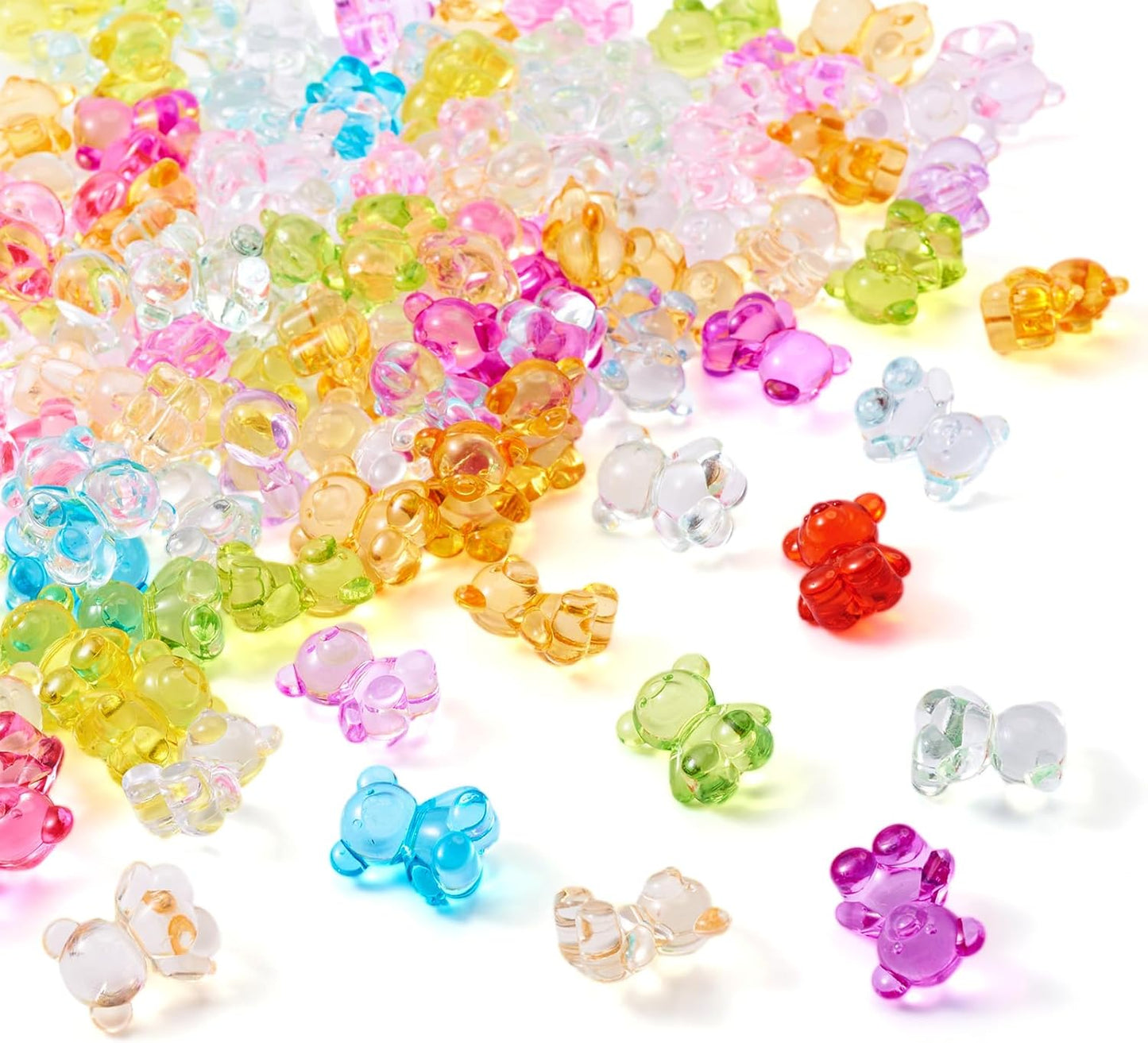 Kissitty 100Pcs Clear Acrylic Bear Beads Cute Bears Loose Beads Bulk Transparent Gummy Bear Spacer Bead Counting Bears for Bracelet Adults Necklace Earring Crafts Bag Key Chain DIY Jewelry Making
