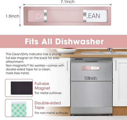 Clean Dirty Magnet for Dishwasher, Premium Stainless Steel, Dirty/Clean Speckled Design, Durable Magnet & Clear Indicators with Extra Tape (Silvery-Gray-01)