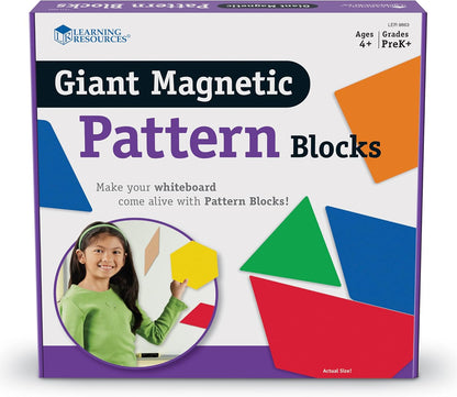 Learning Resources Giant Magnetic Pattern Blocks - Kindergartner Activities, Math Tools, Shape Recognition Tools,47 pieces