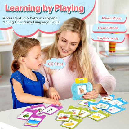 Spanish & English Talking Flash Cards for Toddler, Bilingual Flash Cards Learning Montessori Toys with 224 Sight Words, Speech Therapy Toys for Children Sensory Preschool Education