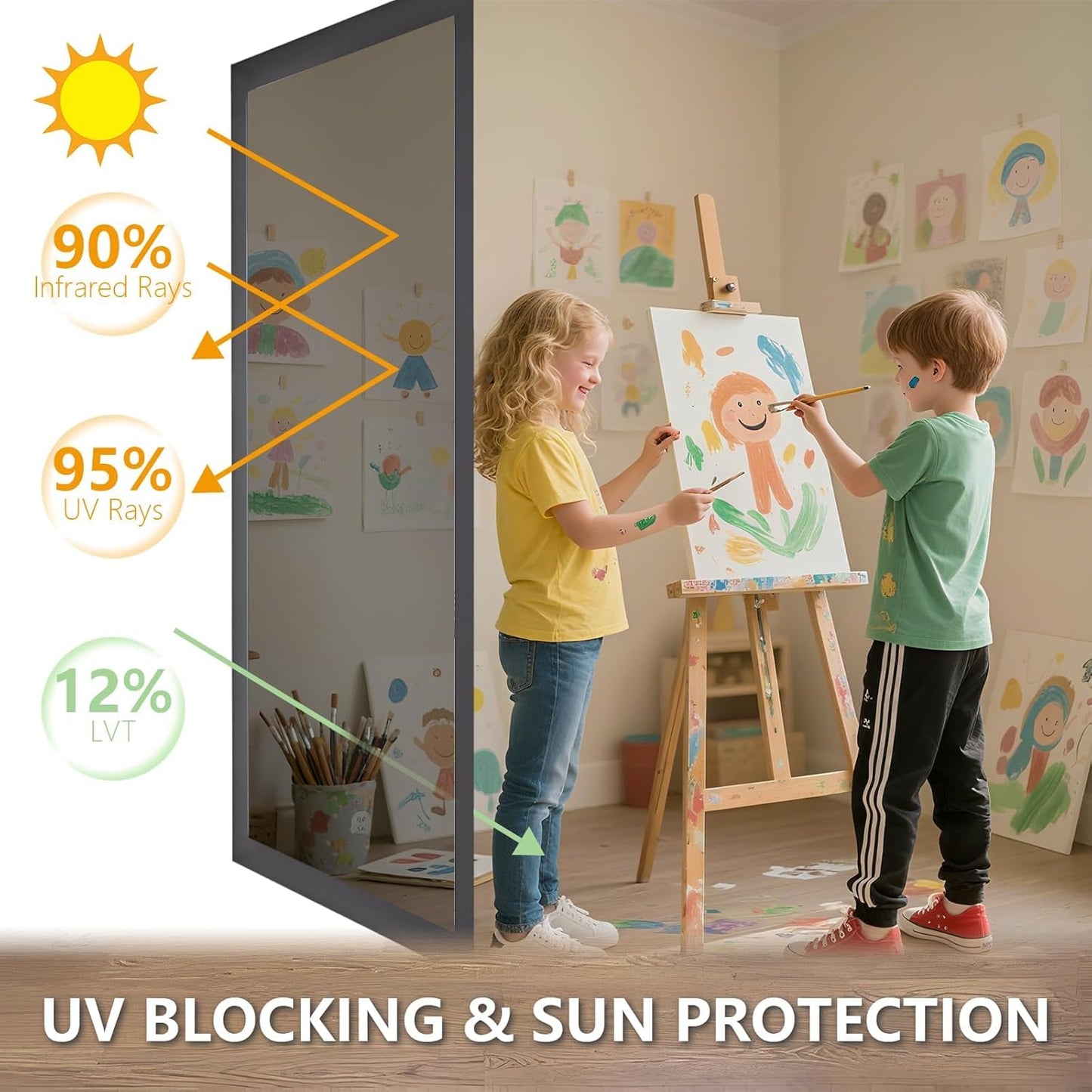 LEMON CLOUD Window Film, Decorative Window Privacy Film, Window Film Privacy Static Cling Frosted, Anti-UV Sun Blocker Heat Control for Home(Grayish Black, 17.5 x 78.7 inches)