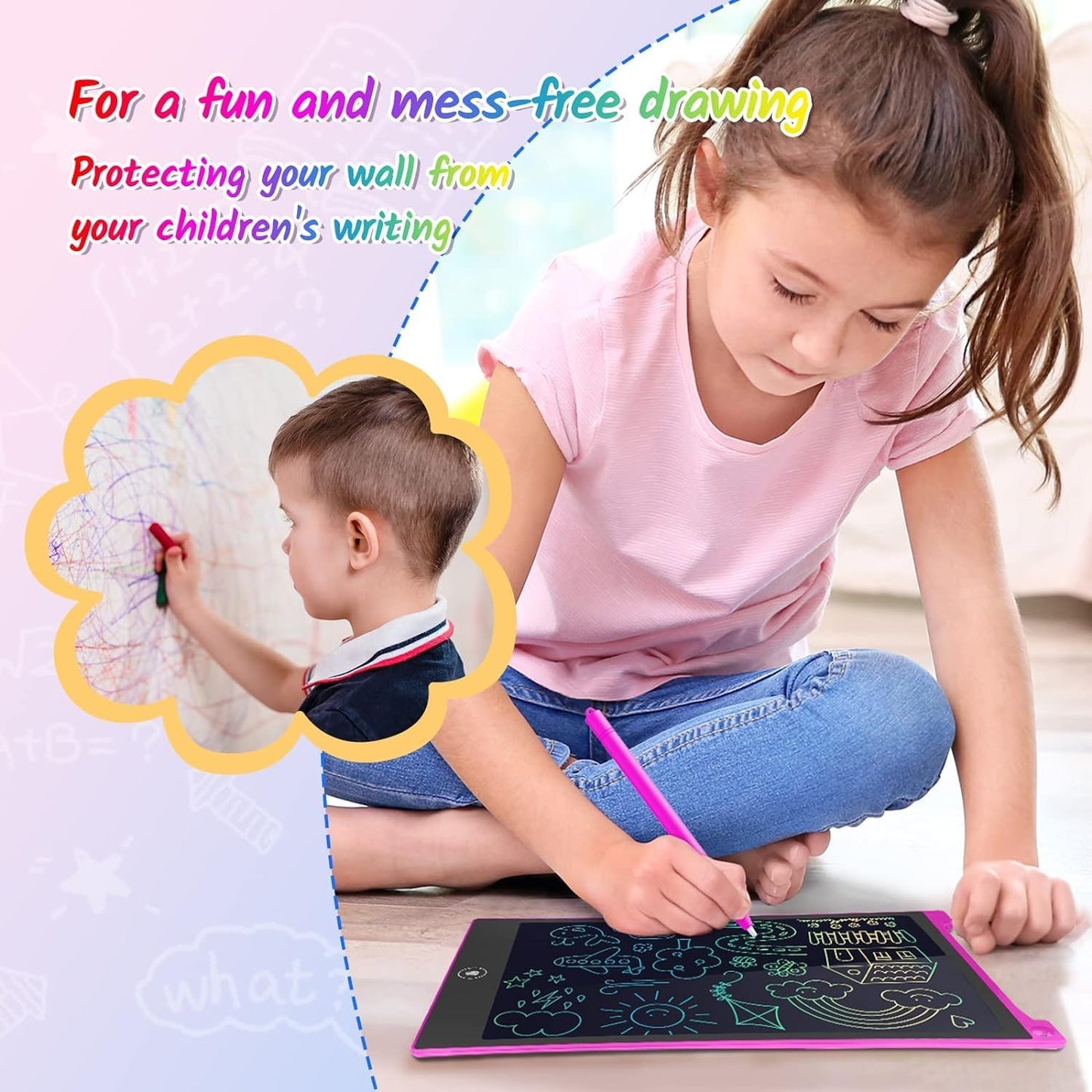TECJOE 10 Inch 2 Pack LCD Writing Tablet, Colorful Doodle Board Drawing Tablet for Kids, No Mess Toddler Travel Learning Toys, Christmas Birthday Gifts for 3 4 5 6 7 8 Year Old Boys Girls Preschooler