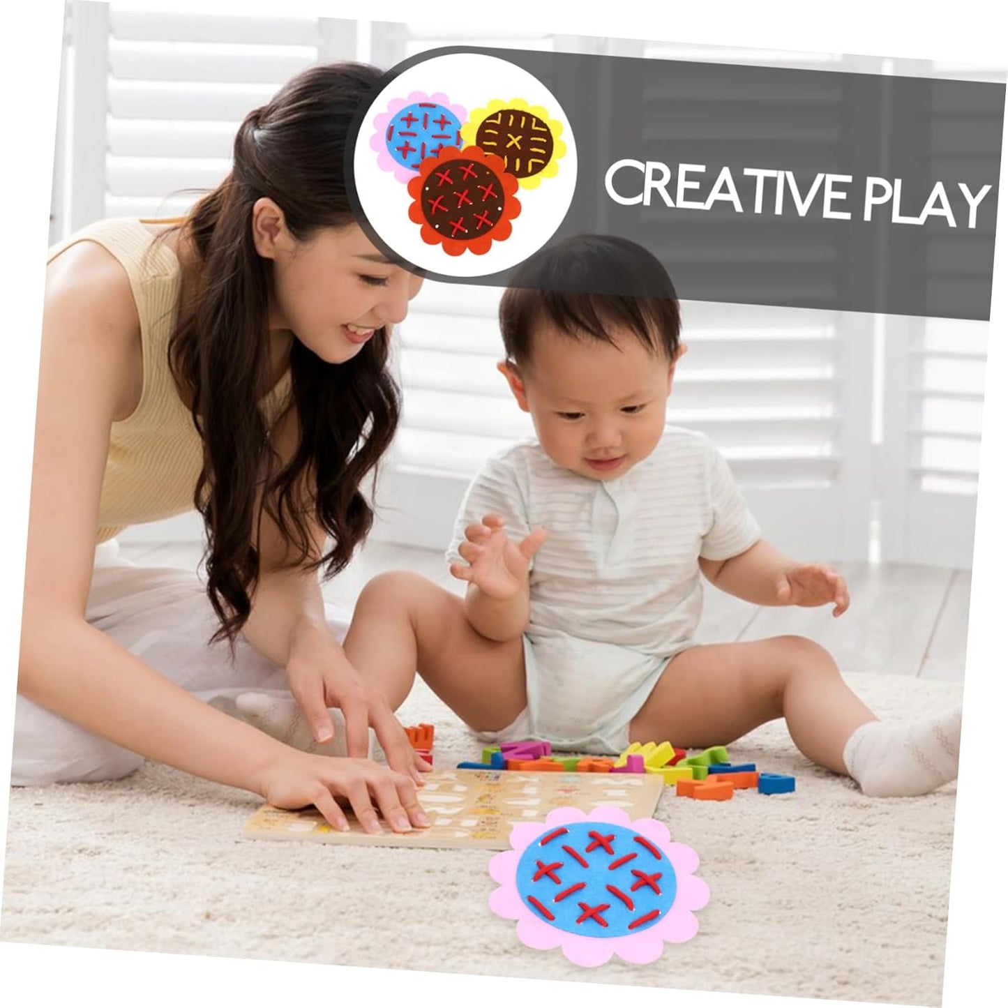 YARNOW 1Set Lacing for Non Woven Threading Activity with Edges for Fine Motor Skills Development and Early Learning Travel Fun