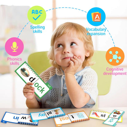 YOTOY 30 Read and Rhyme Flip Books, Word Family ABC Vocabulary Flashcards, Phonics Flash Cards, Kindergarten Sight Word - Learn to Read Activity Games, Toys for Kids Toddlers Ages 2 3 4 5 8 Years Old