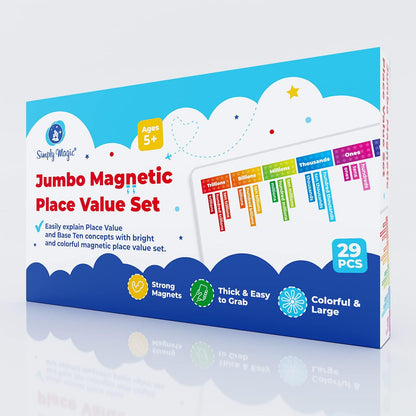 29 PCS Display Magnetic Place Value Set - Place Value Manipulatives, Place Value Magnets, Place Value Chart, Base Ten Blocks for Whiteboard, Base 10 Magnets, Magnetic Math Manipulative - Simply Magic