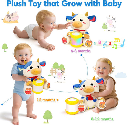 Hodurgyi Baby Toys 6-12 Months, Bear Musical Plush with Lights,ABCs,Animal Sounds, Numbers, Infant Early Learning Toy, Christmas Birthday Gifts for 6+ Month Boys &Girls