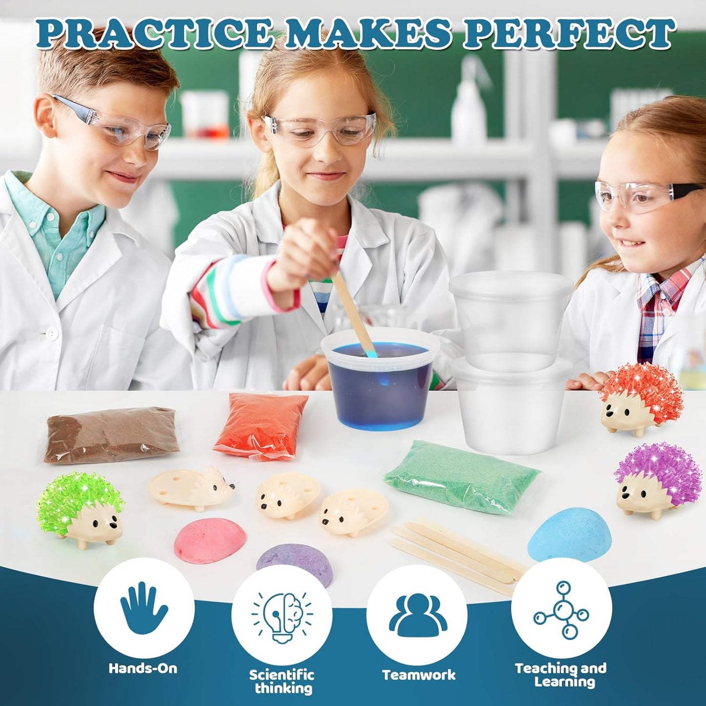 sdaymol Crystal Growing Kit for Kids - 2 Colors Hedgehog to Grow Fast in (24H),Science Experiments Learning & Educational Toys,Science Kits for Kids Age 8-12 STEM Project Gifts for Boys & Girls 6+