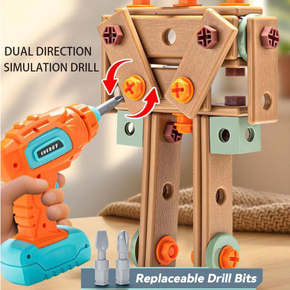 168PCS Kids Tool Set with Toy Drill & Toolbox, STEM Construction Building Toys, Toddler Tool Kit for Kids Boys Girls Ages 3-4-5-6-7-8, Pretend Play Design & Drill Set
