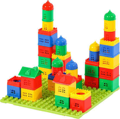 KUTOI Toddler Building Blocks for Kids Ages 4-8, Toddler Blocks Stacking Toys, Fun House Big Blocks Building Sets with 10” x 10” Baseplate, Educational Daycare Toys