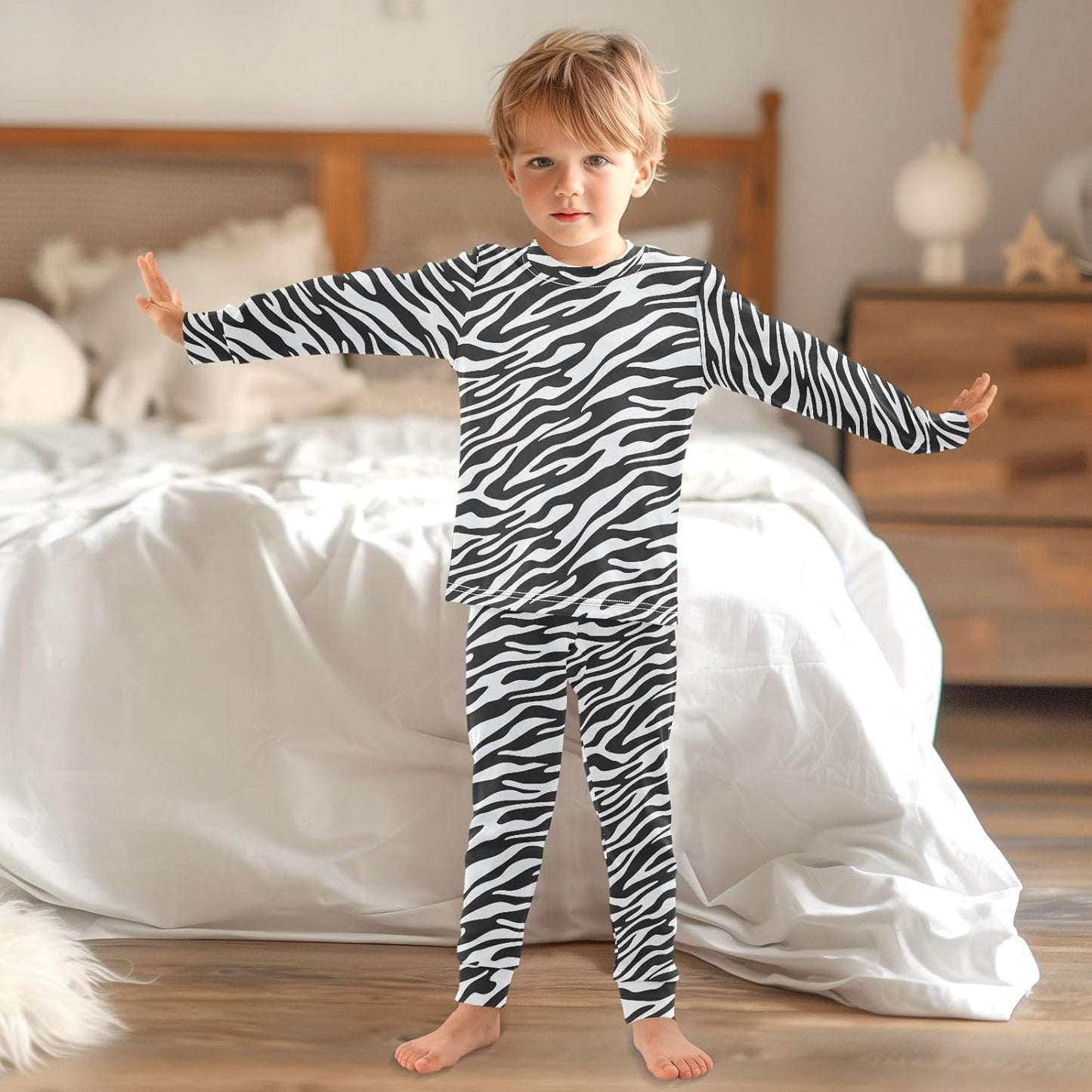 ALAZA Shark Starfish Palm Tree 2 Piece Pajama Set Long Sleeve Top and Pants Sleepwear Unisex - Colors A