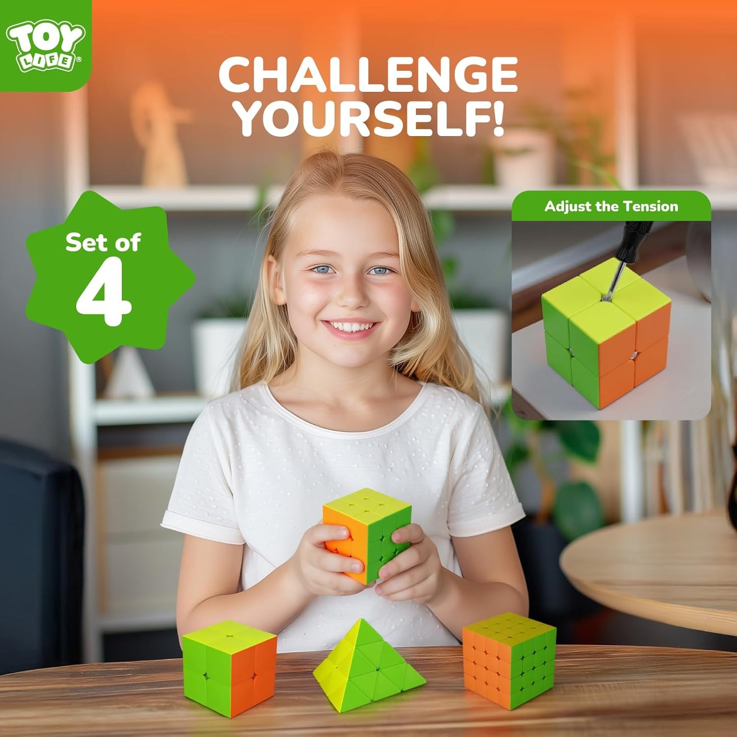 STEAM Life Speed Cube Set, Speed Cube Set of 2x2 3x3 4x4 Megaminx and Pyramid Cube Smoothly Stickerless Magic Cubes Collection for Kids & Adults