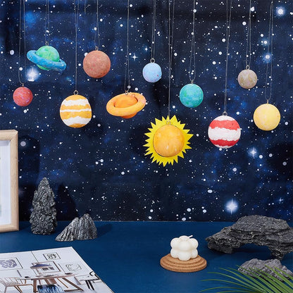 WEBEEDY Solar System Foam Ball Kit for Crafts,DIY System Project Kit Include Foam Balls Pigments Brushes Starry Sky Background Cloth for Hanging Space Project Party Decor Christmas Birthday Gift